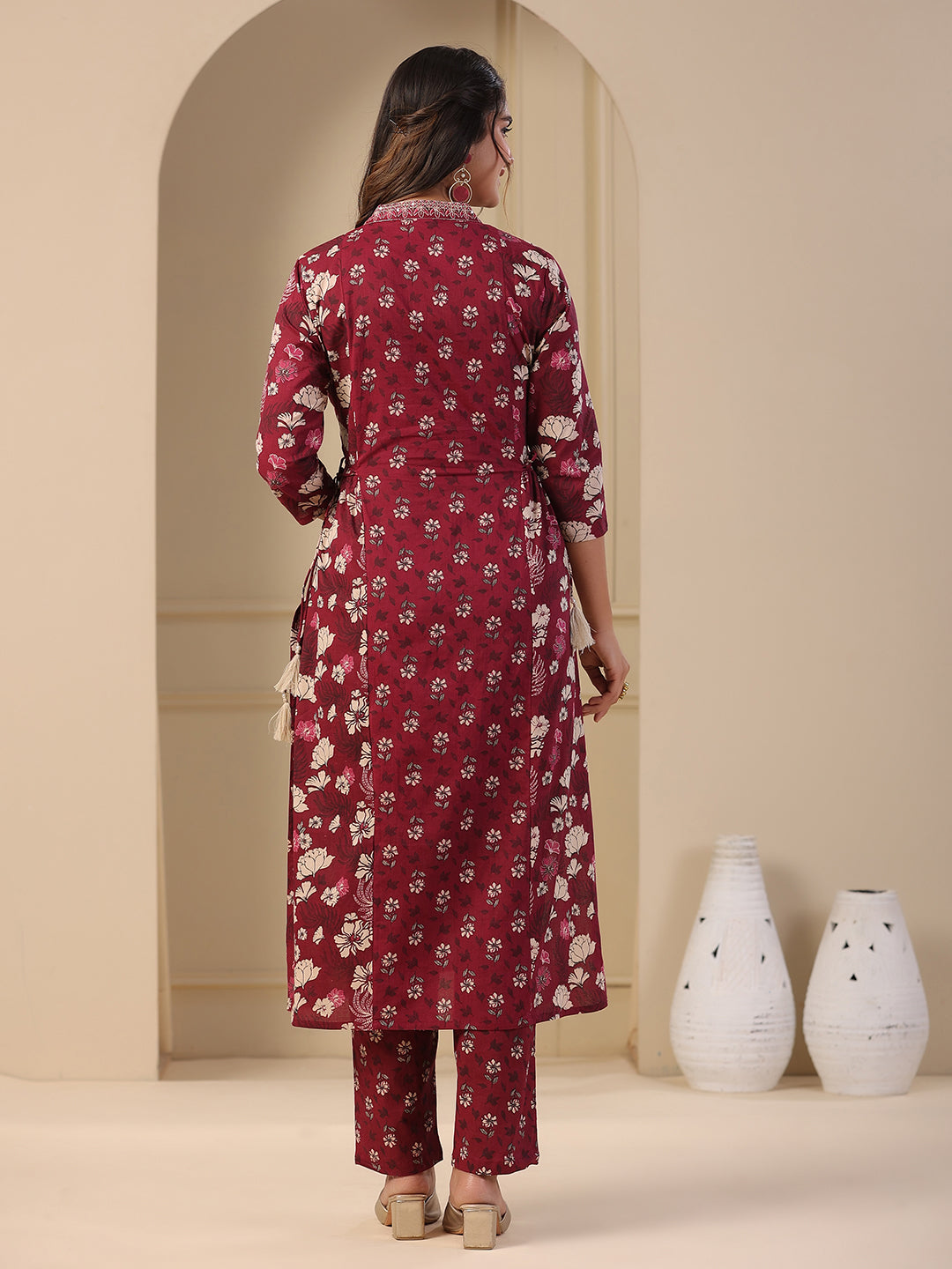 Fashor Floral Printed A-Line Paneled Kurta with Pant - Purple - view 5