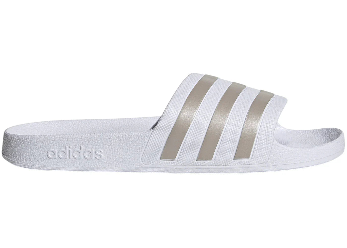 adidas Adilette Aqua Slides Cloud White Platinum Metallic