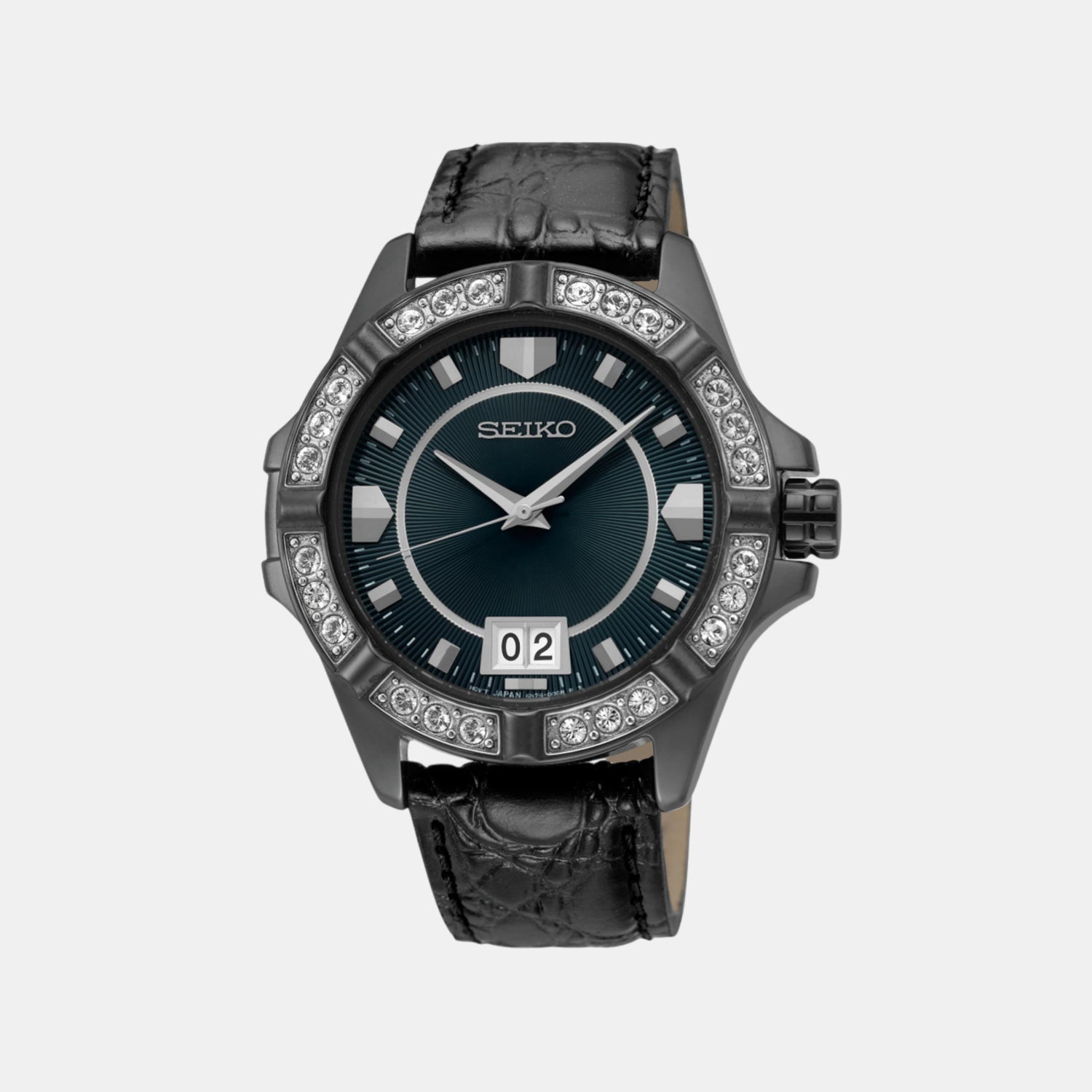 Seiko Dress Women Quartz Green Dial Analog Leather Watch SUR805P1