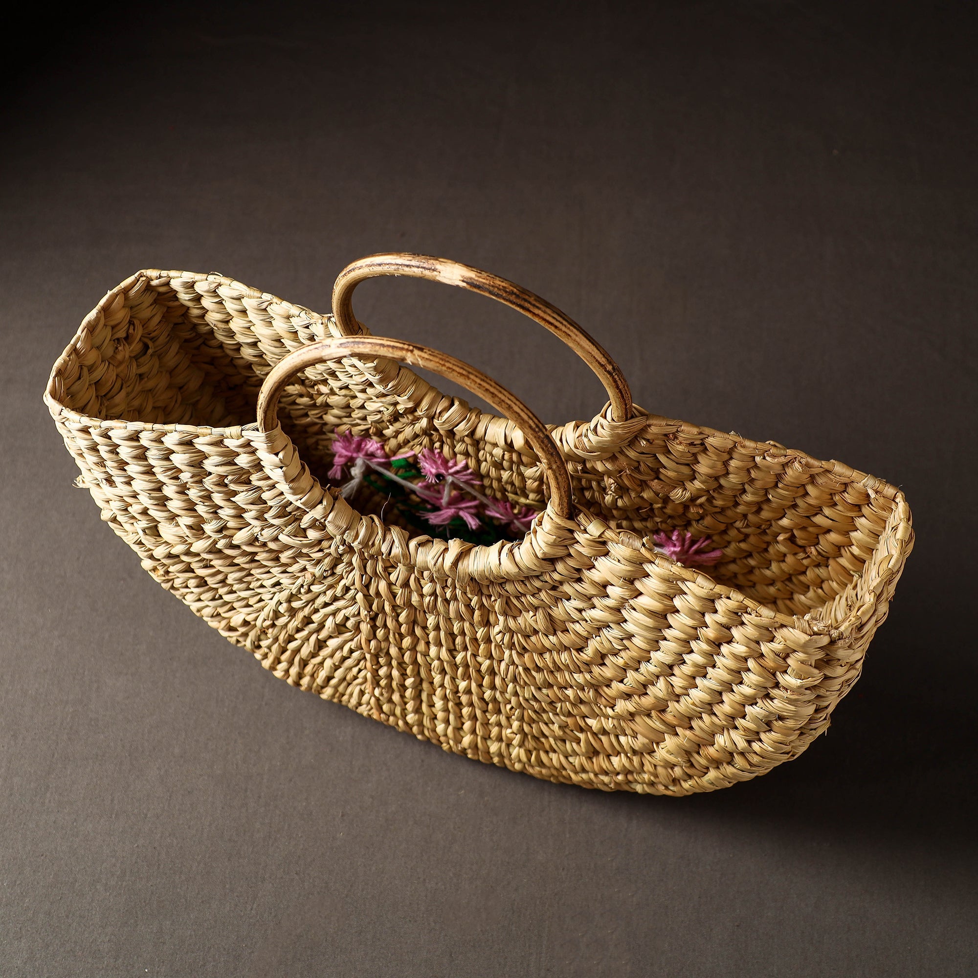 ITOKRI CRAFTS INITIATIVE Beige - Handcrafted Natural Water Reed Embroidered Hand Bag - view 5