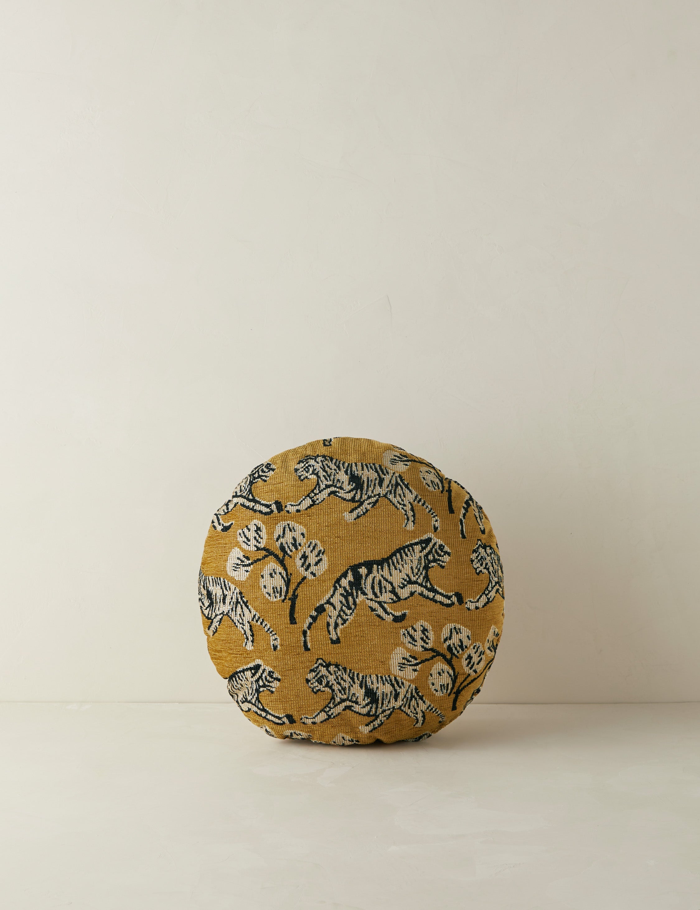 Lulu and Georgia Tiger Jacquard Round Pillow by Sarah Sherman Samuel - view 2