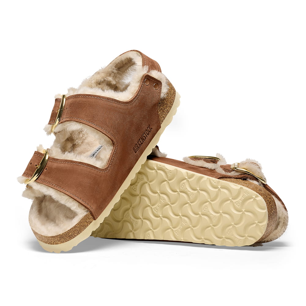 Birkenstock Milano Big Buckle Shearling Oiled Leather