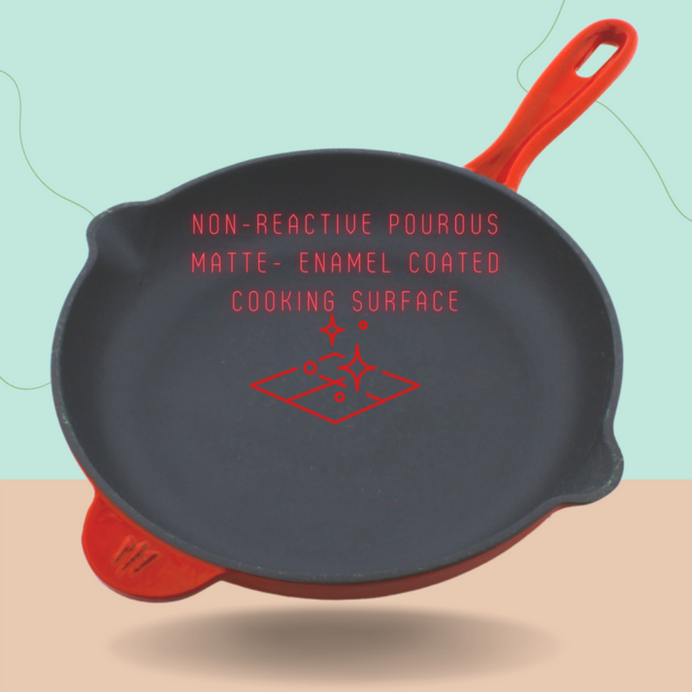 Trilonium Enamel Cast Iron 26 cm Skillet | Pan | Red - view 3