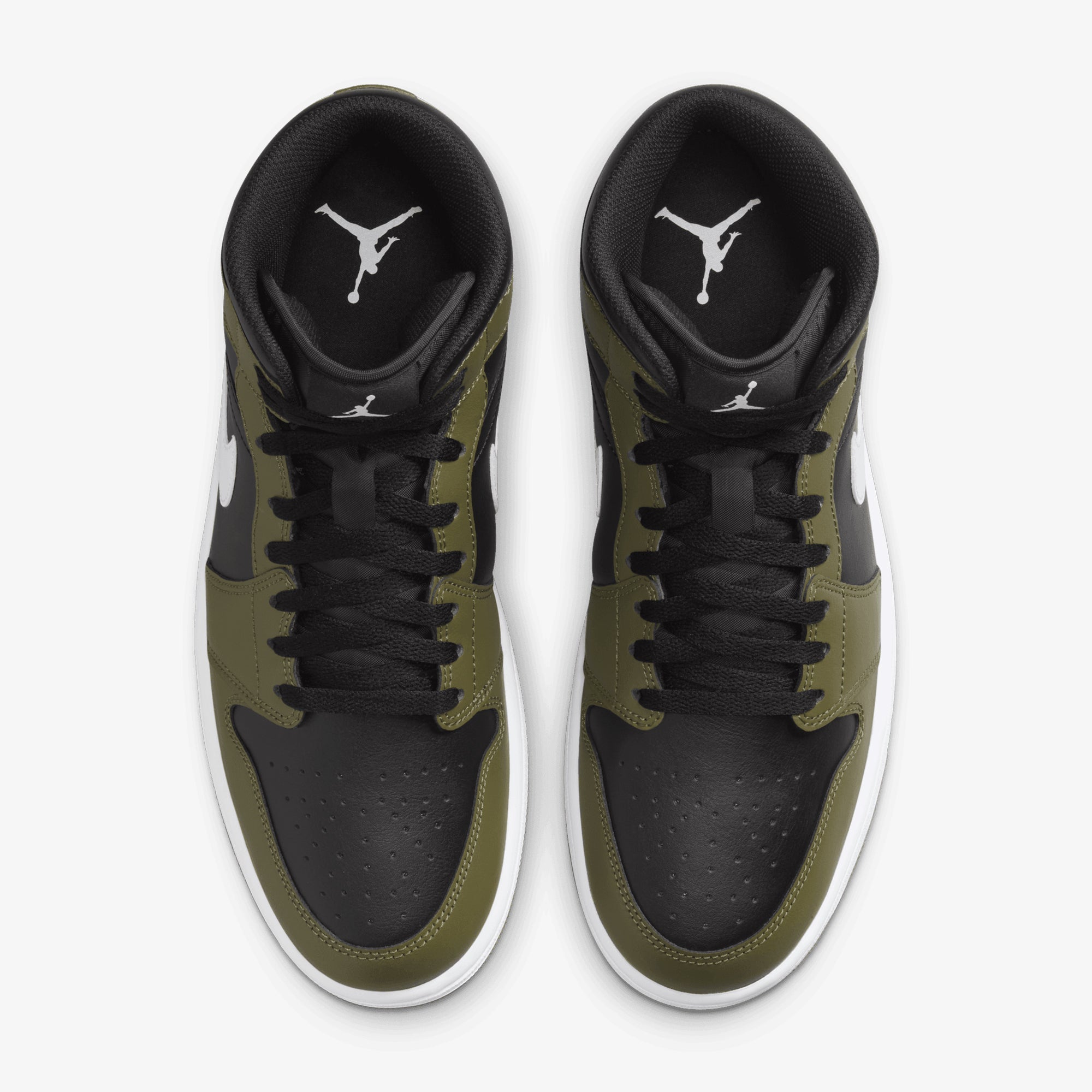 Jordan | Air Jordan 1 Mid { Black/white-medium Olive-sail - view 2
