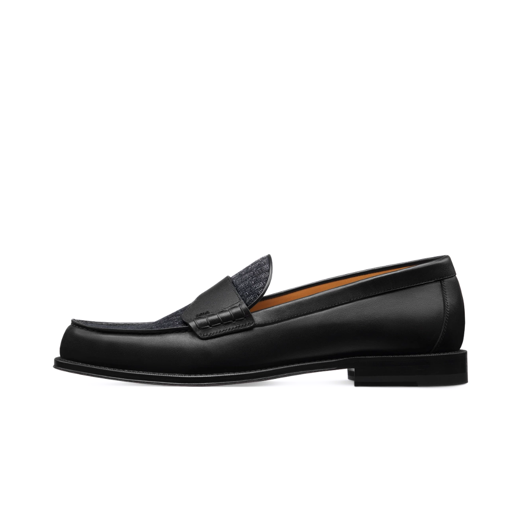 Dior Granville Loafer Black Smooth Calfskin and Black Dior Oblique Jacquard