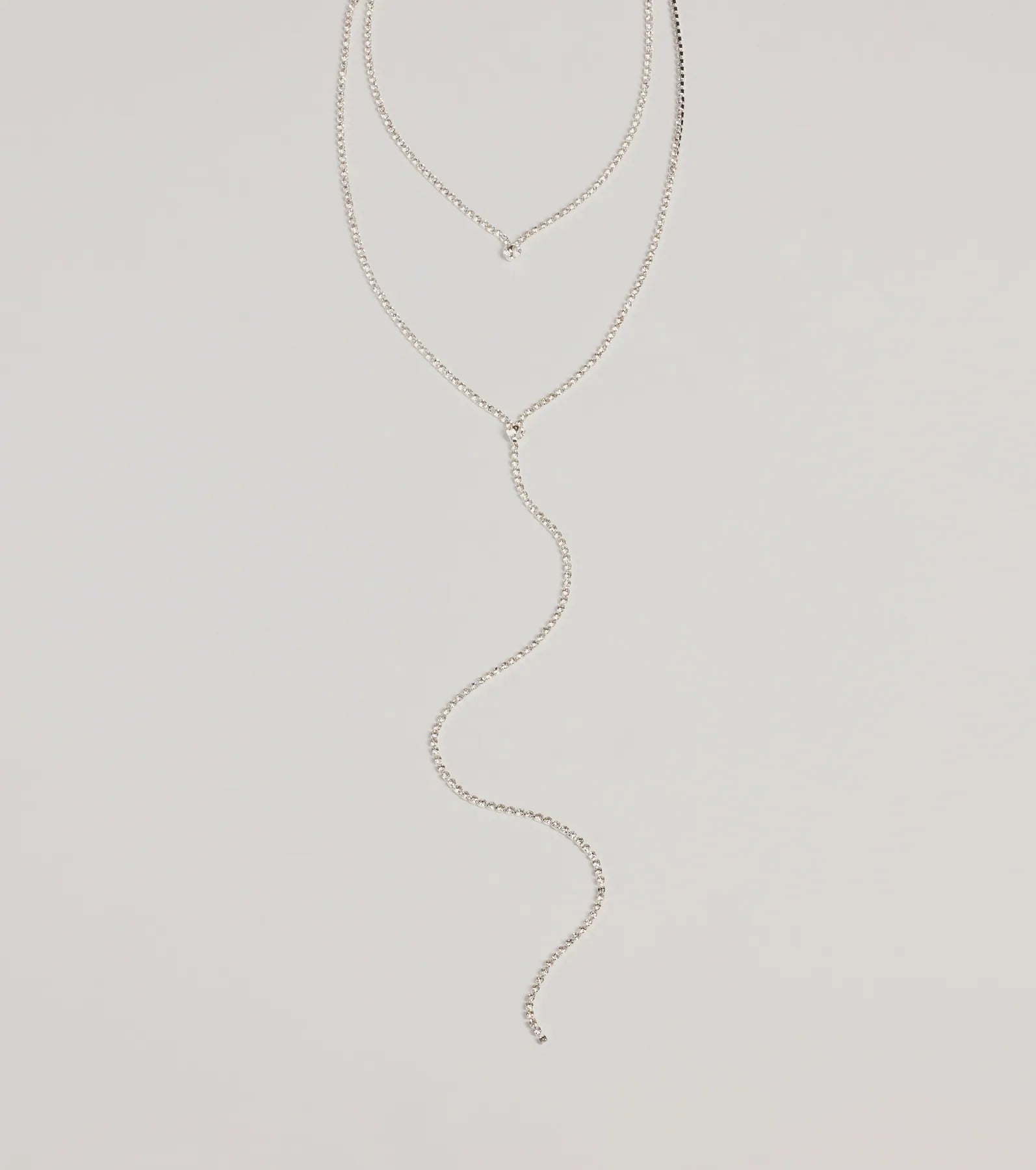 Windsor Trendy Glitz Rhinestone Layered Lariat Necklace