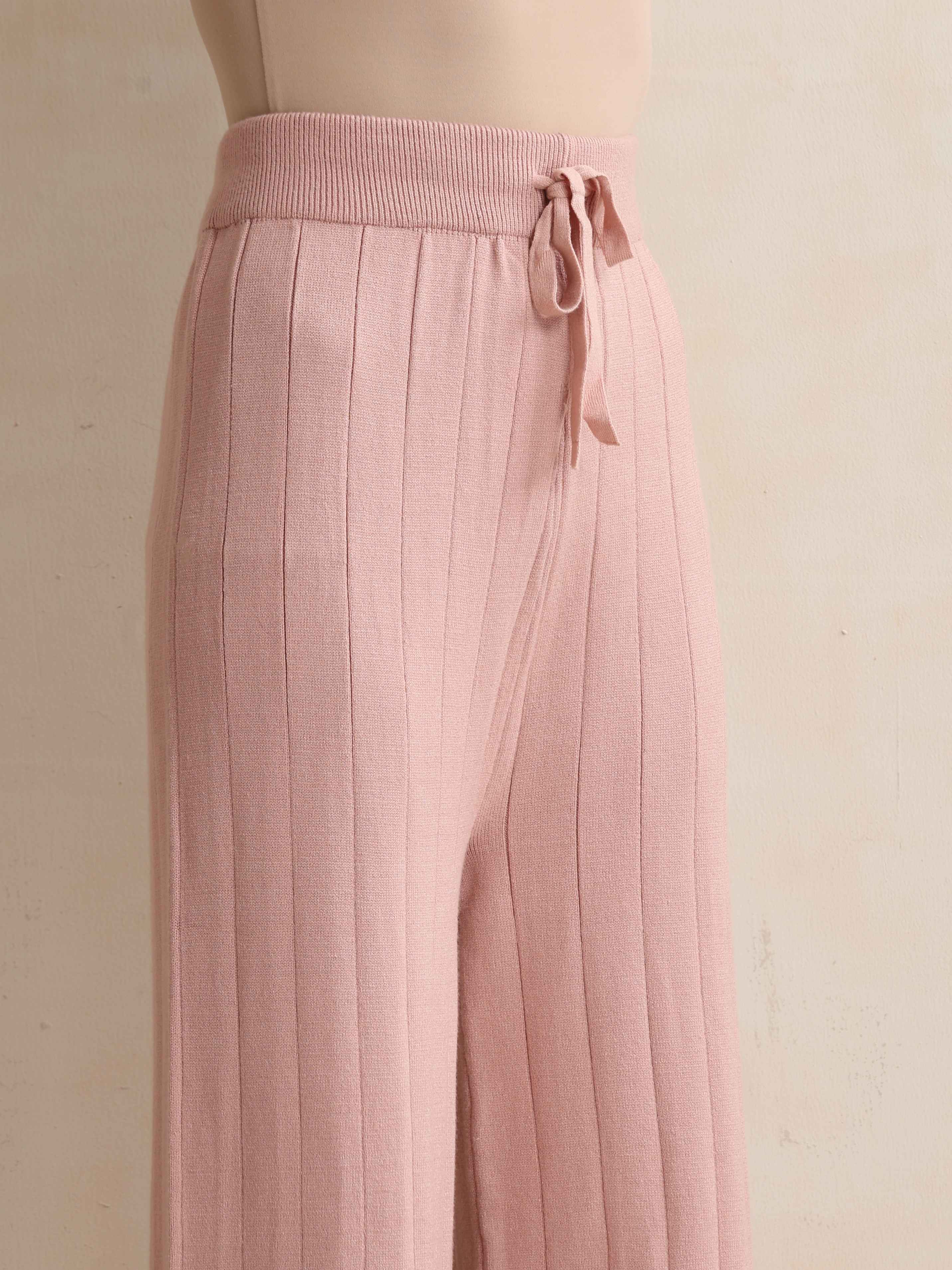 trueBrowns Pink Woollen Flared Pants - view 4