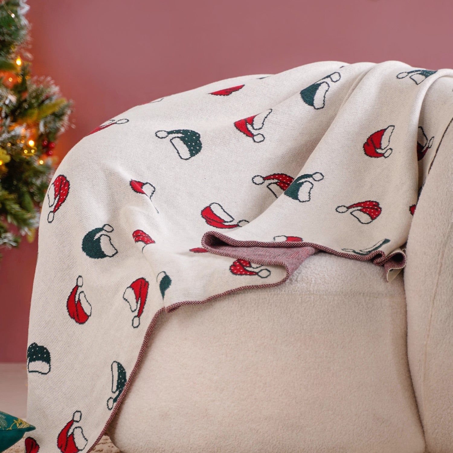 Nestasia Santa Hat Christmas Sofa Throw Blanket - view 8