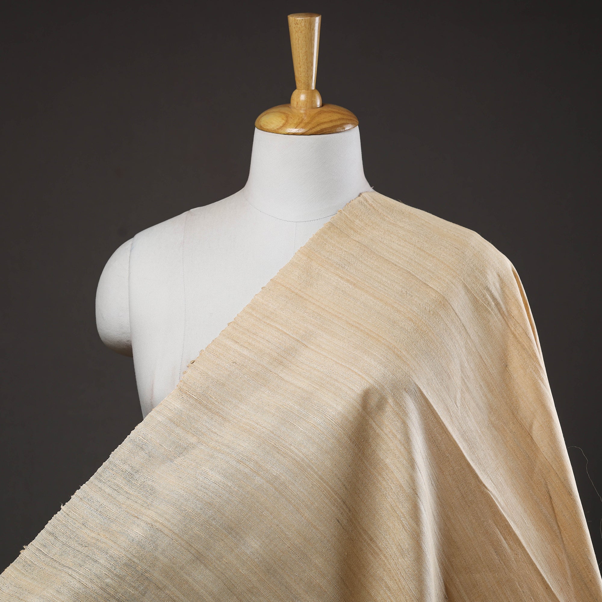 ITOKRI CRAFTS INITIATIVE Beige - Bhagalpuri Handwoven Pure Desi Tussar Silk Fabric 03