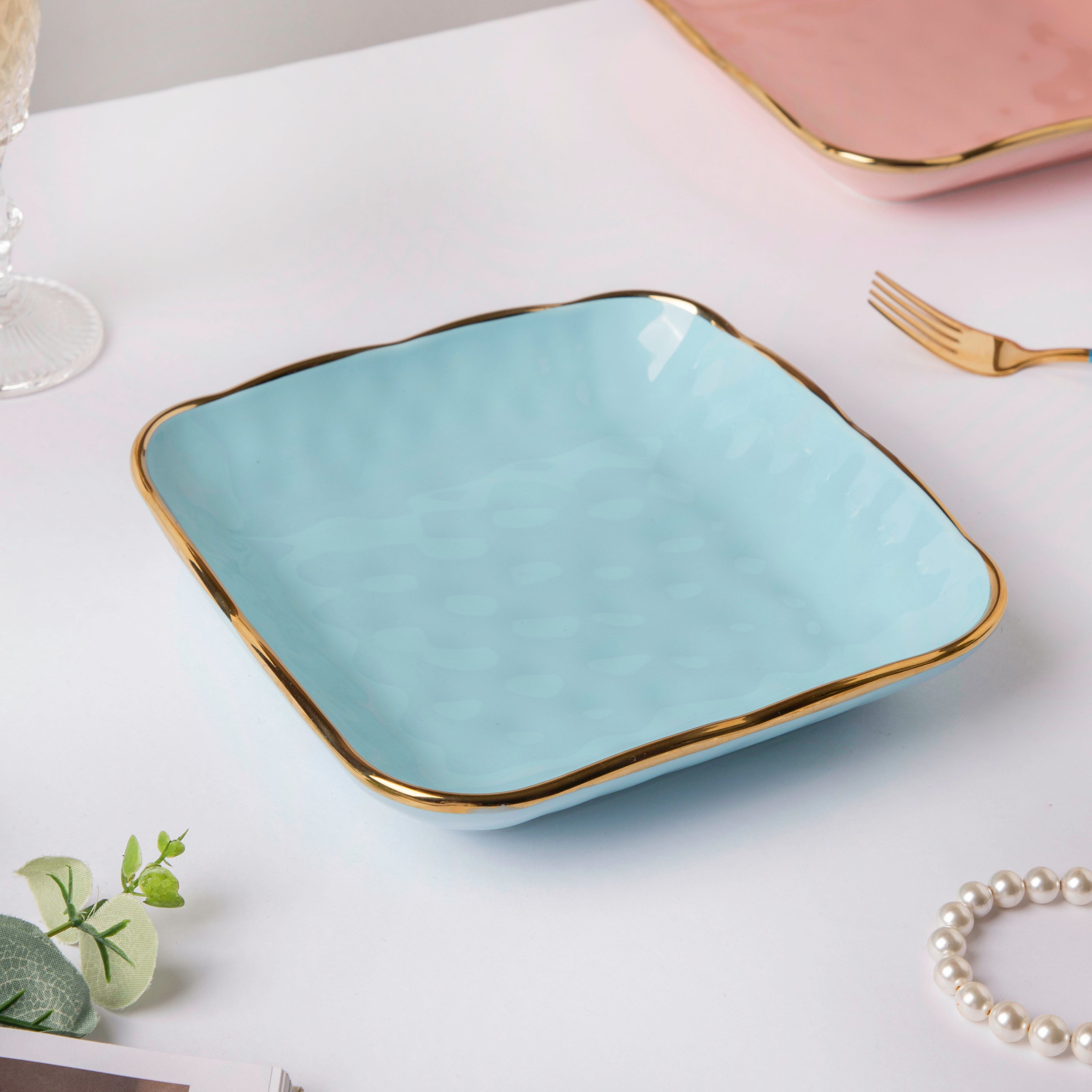Nestasia Blue Jay Square Snack Plate 8 Inch - view 2