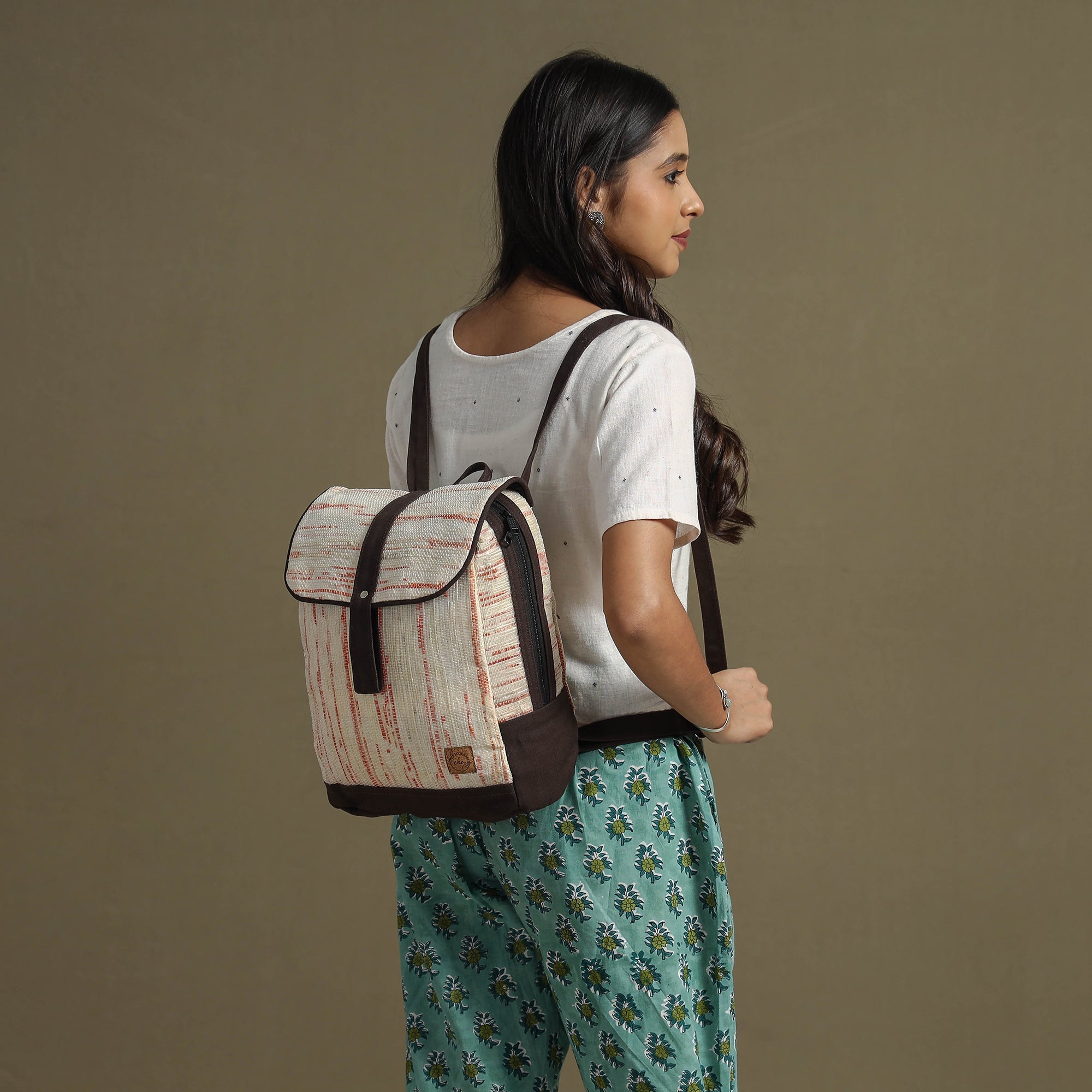 ECOKAARI Beige - Upcycled Weave Handcrafted Mini Backpack