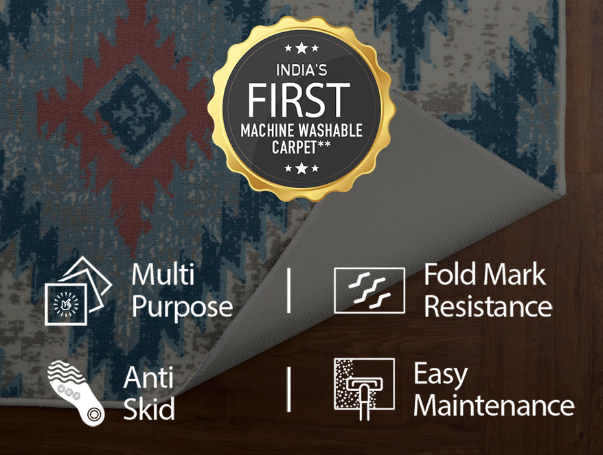 Spaces India Anti Skid Teal Wonder Full Carpet By Welspun - view 9