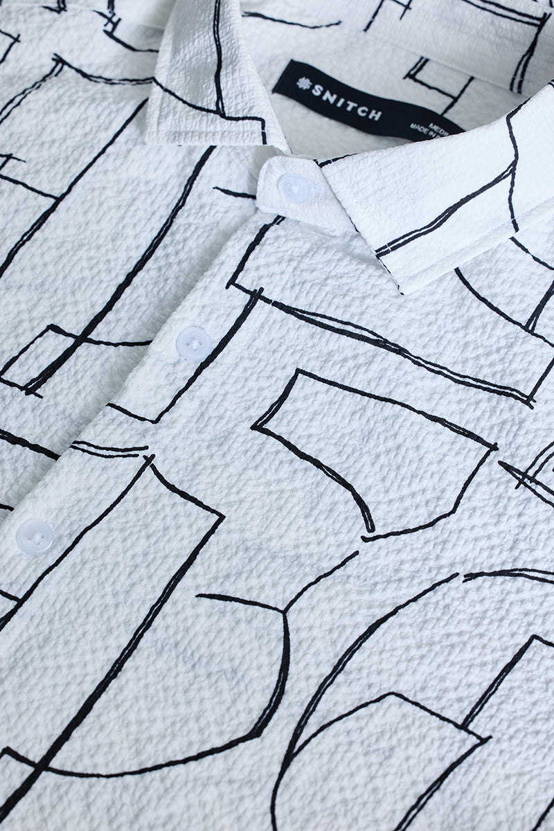 SNITCH White Textured Abstract Shirt - view 2