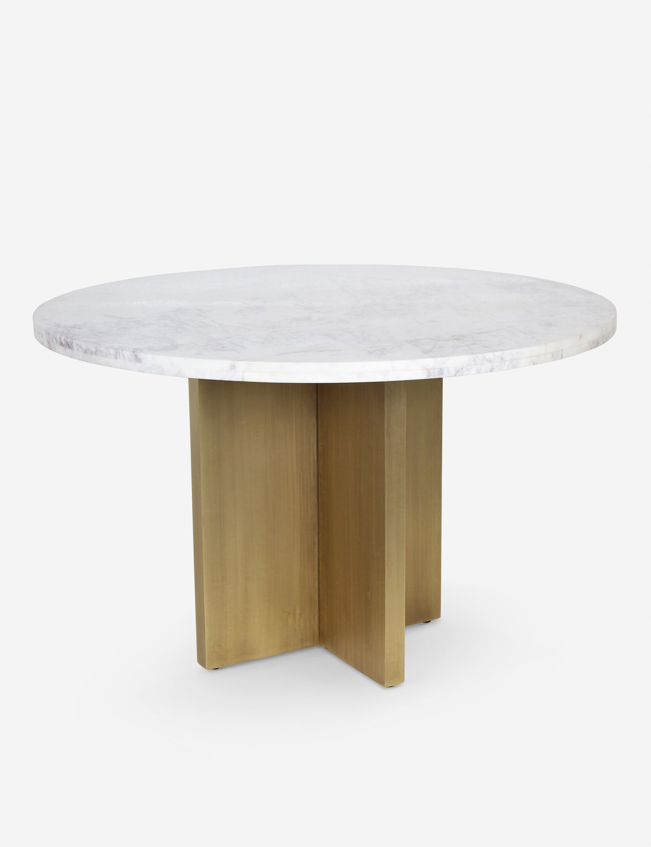 Lulu and Georgia Rowell Dining Table – Brass and White Marble