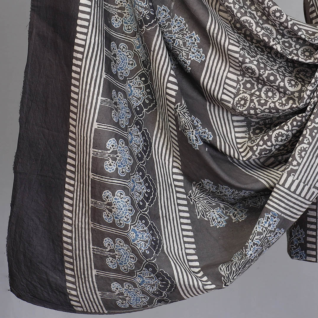 KACHCHH JI CHHAAP Brown - 3pc Ajrakh Hand Block Printed Cotton Suit Material Set - view 4