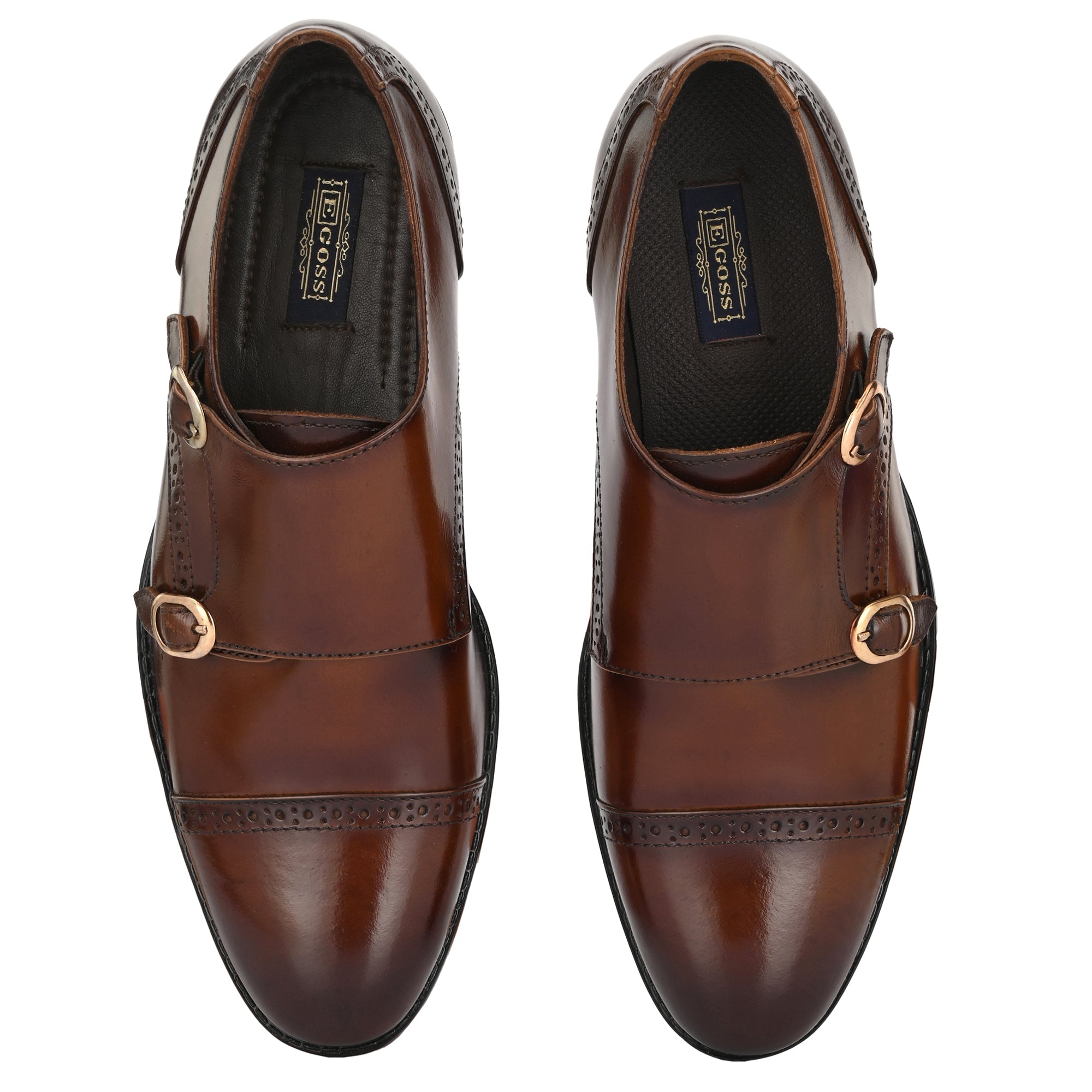 egoss-shoes Formal Leather Buckled Monk Shoes For Men - view 16