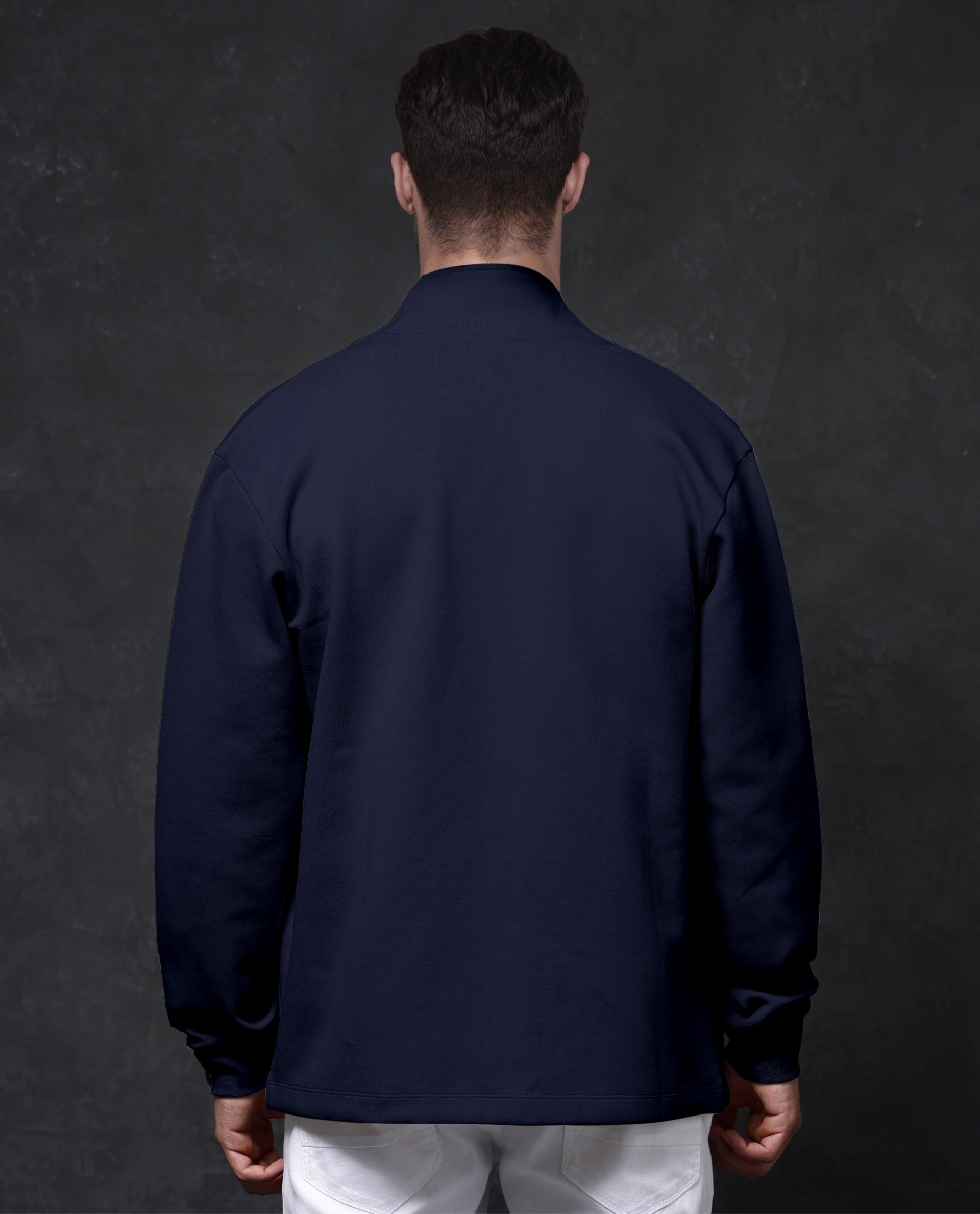 Rare Rabbit Men Kezi Navy Cotton Poly Fabric Full Sleeve Hooded Zip Closure Slim Fit Plain Sweatshirt - view 3