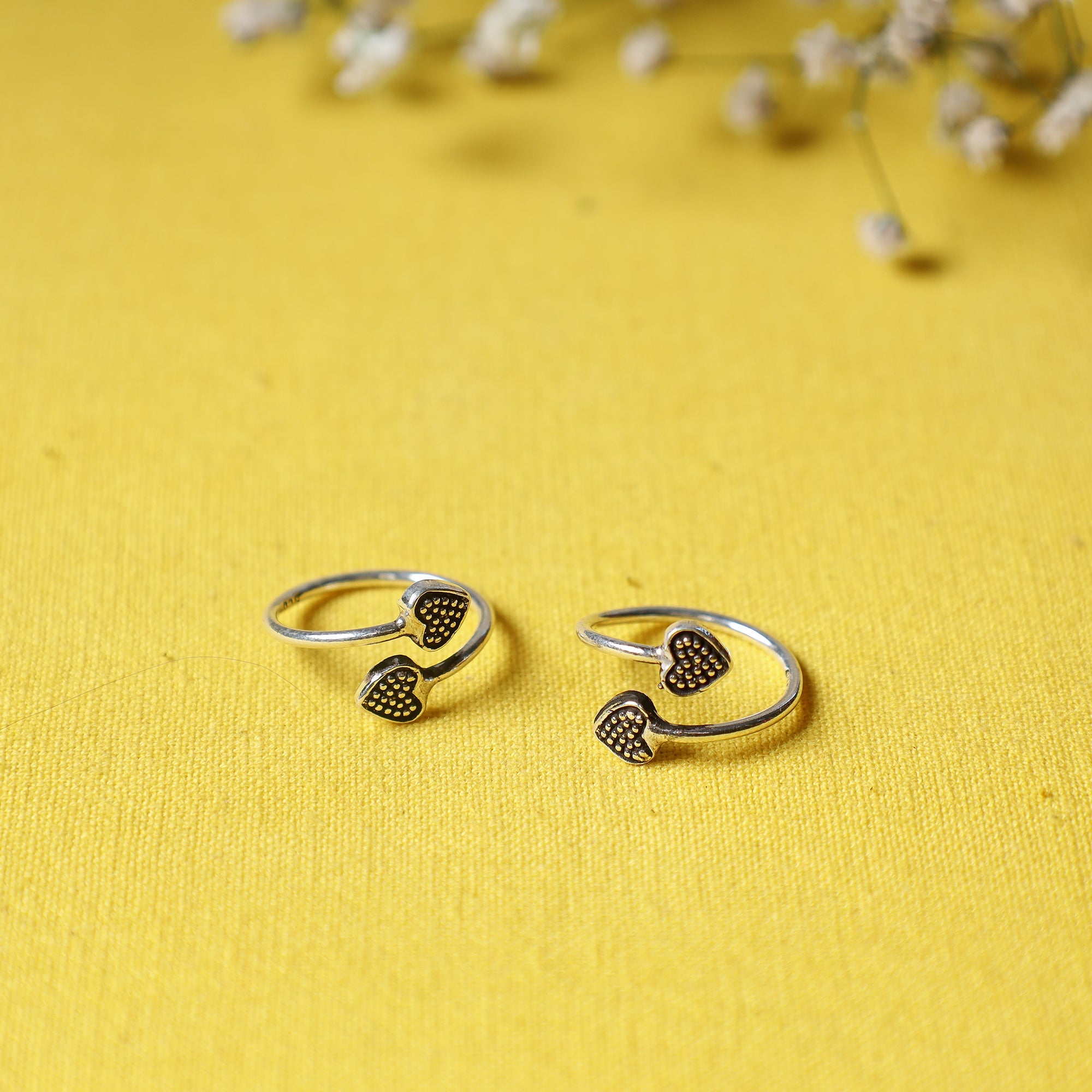 HAVELI CHRONICLES Antique Padma Sterling Silver Toe Rings (Adjustable)