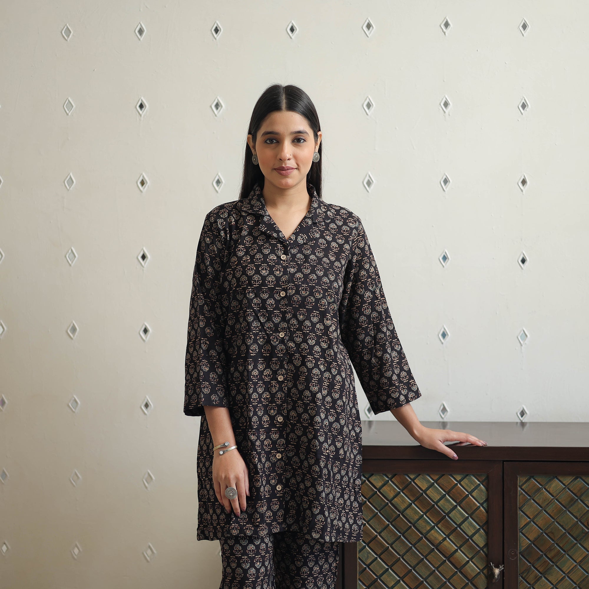 ITOKRI CASUALS Black - Block Printed Cotton Ajrakh Co-ord Set 05
