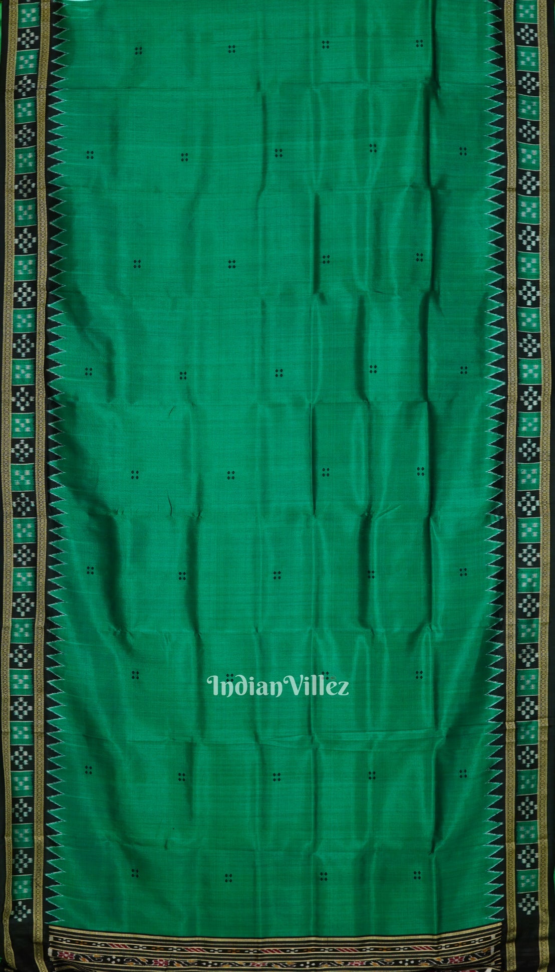IndianVillèz Green Pasapalli Border Odisha Ikat Khandua Silk Saree - view 3