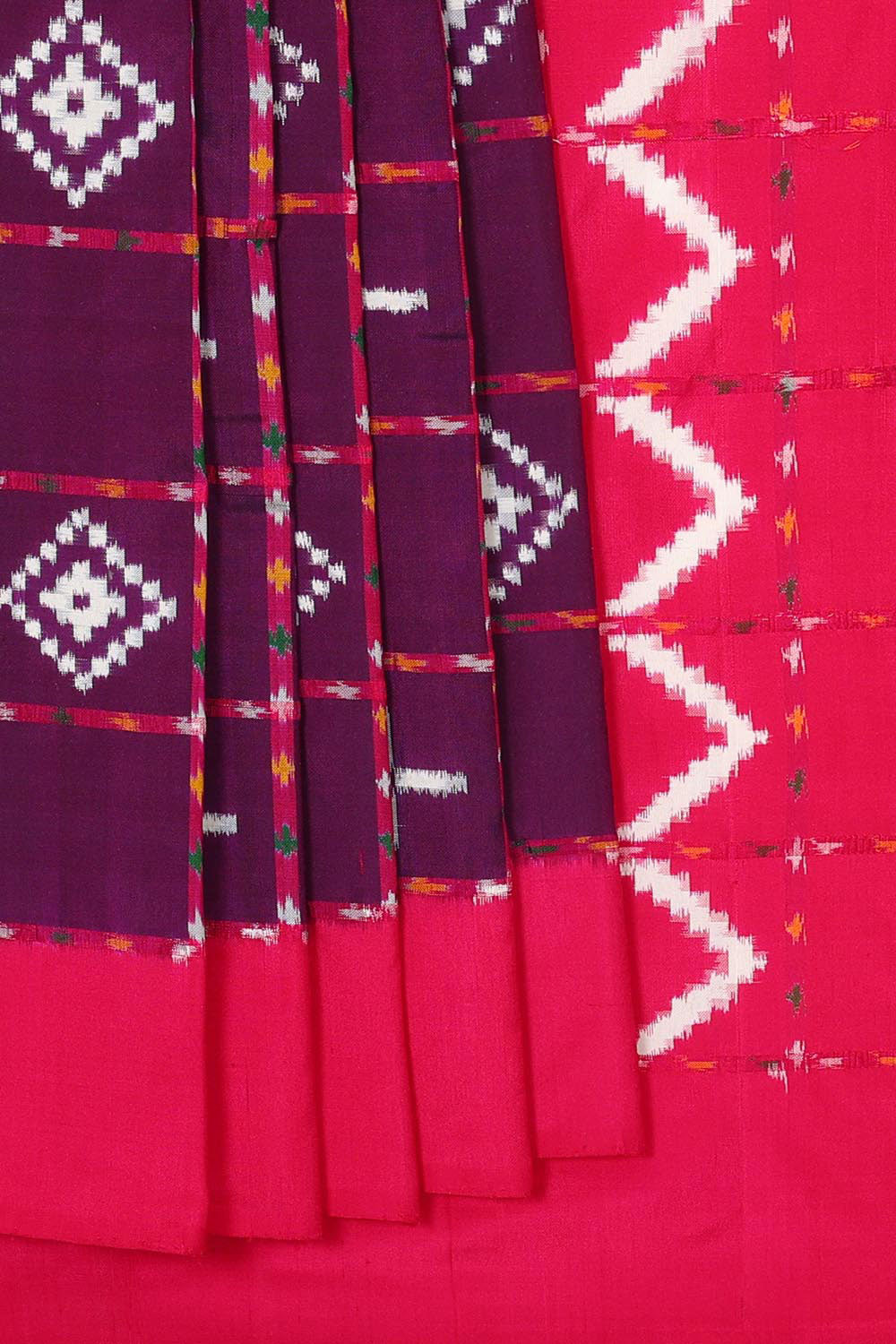 Kalanjali Ikat Silk Violet Saree – Women's