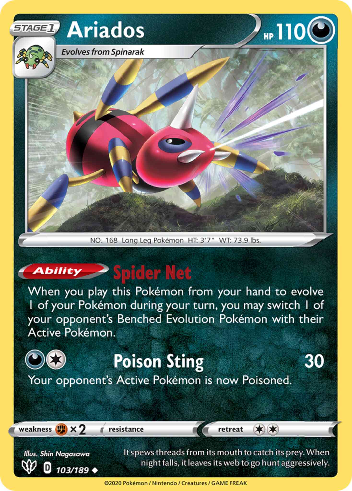 Uncommon swsh3-103 non-holo – Pokémon Ariados - 103/189 - Uncommon [swsh3-103] [Non-Holo]