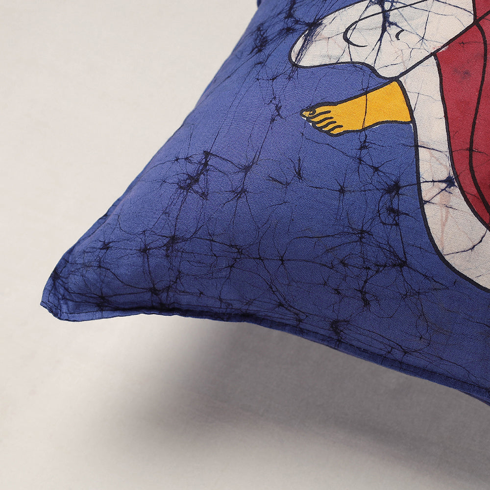 KACHCHH JI CHHAAP Blue - Hand Batik Printed Pure Cotton Cushion Cover (18 x 18 in) - view 2