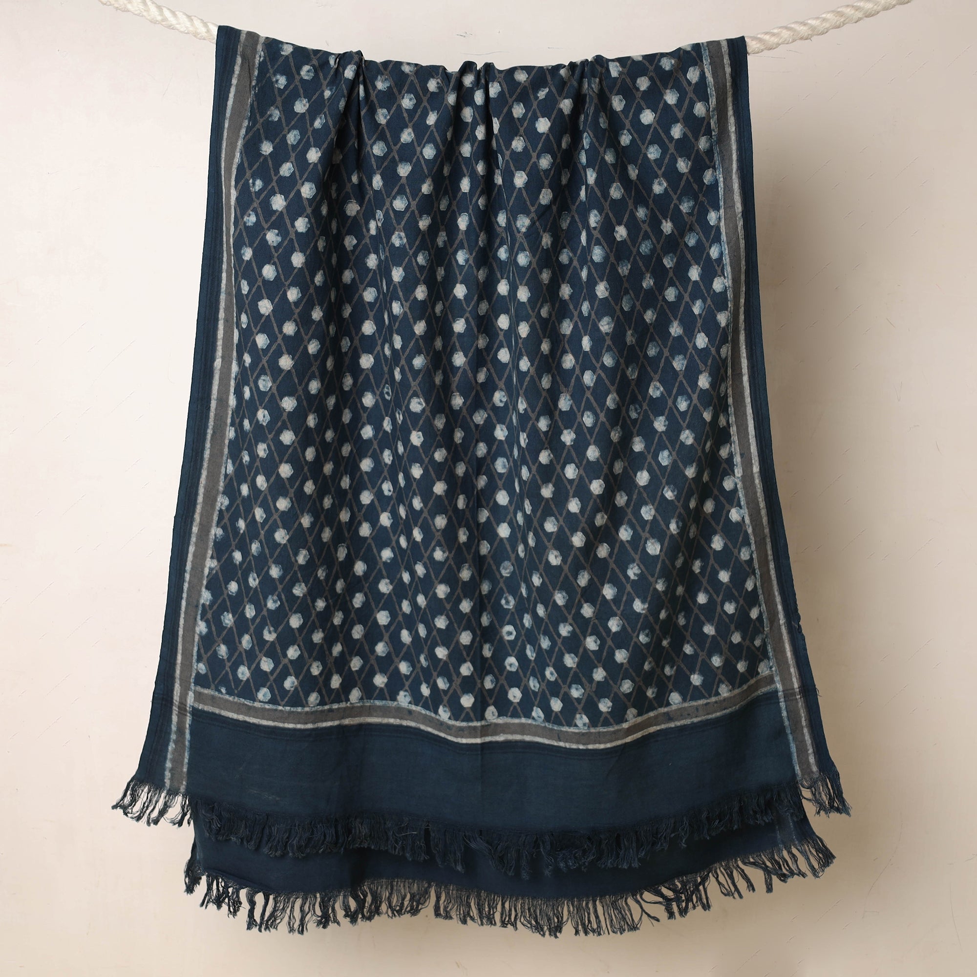 ITOKRI CRAFTS INITIATIVE Blue - Akola Block Printed Pure Handloom Cotton Towel - view 2