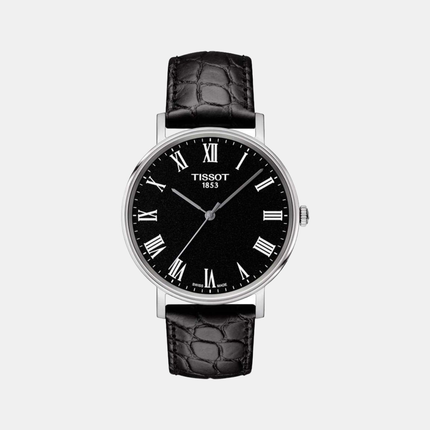 Tissot Everytime Men's Black Analog Leather Watch T1094101605300