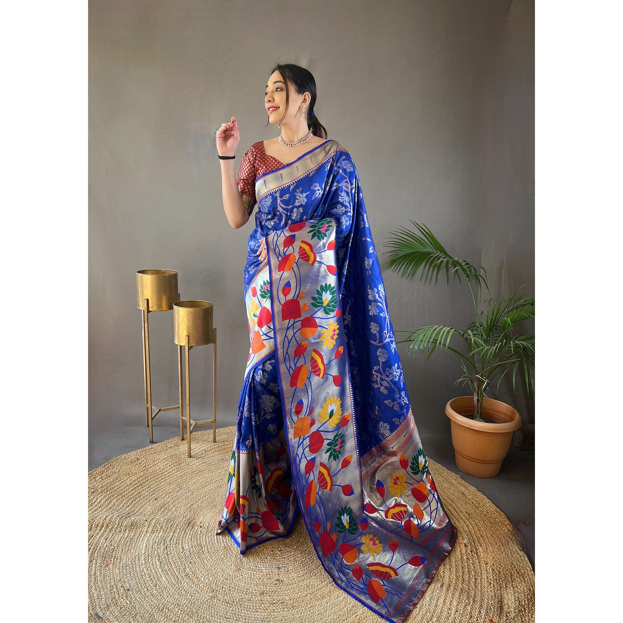 TASARIKA COUTURE Blue - Geeta Violet Paithani Silk Handwork Saree