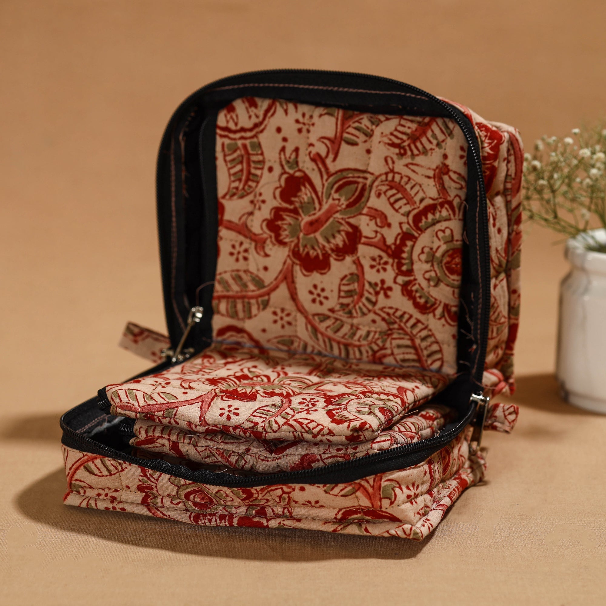 NOORI BAZAR Beige - Handmade 4 Pockets Cotton Jewelry Bag 06 - view 3