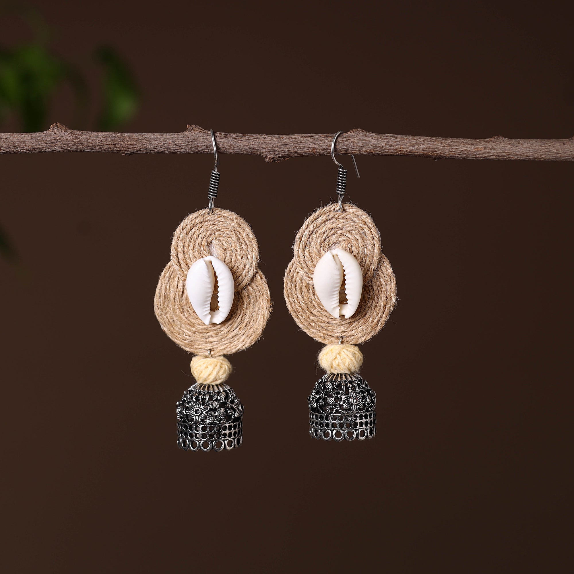 JALPARI Adhya German Silver Jute Jhumki Earrings