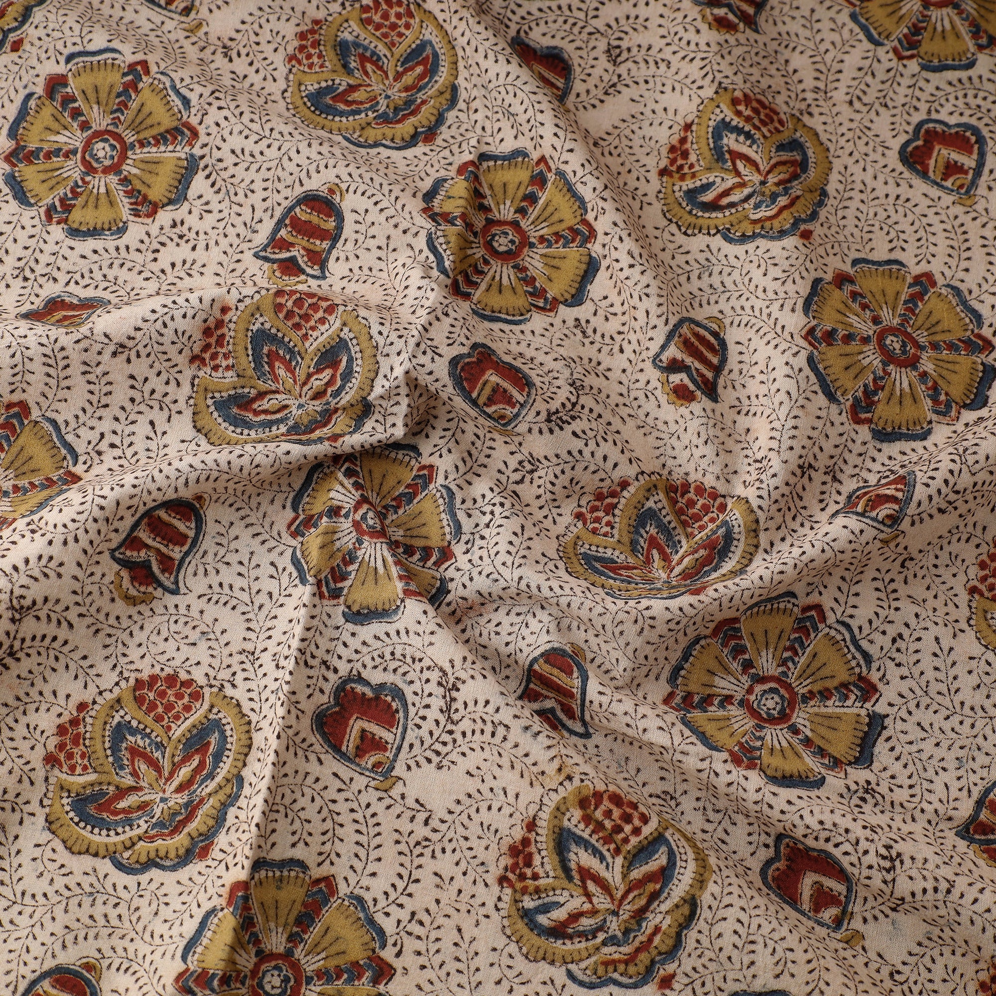 PITCHUKA SRINIVAS KALAMKARI PEDANA Beige - Pedana Kalamkari Block Printed Cotton Fabric - view 2