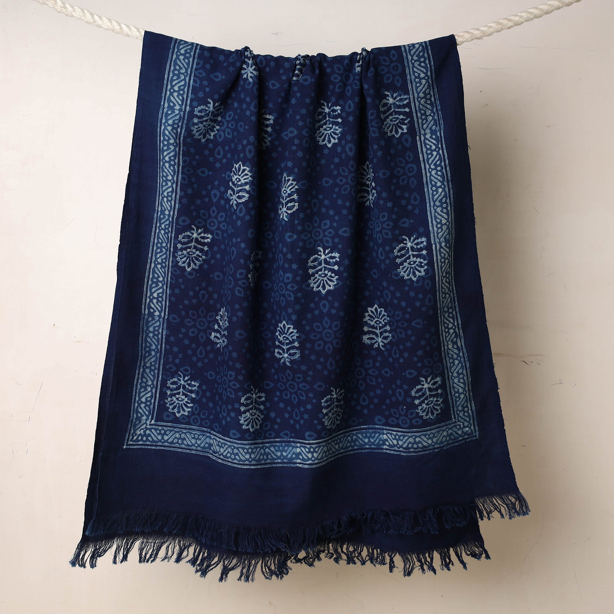 ITOKRI CRAFTS INITIATIVE Blue - Akola Block Printed Pure Handloom Cotton Towel - view 2