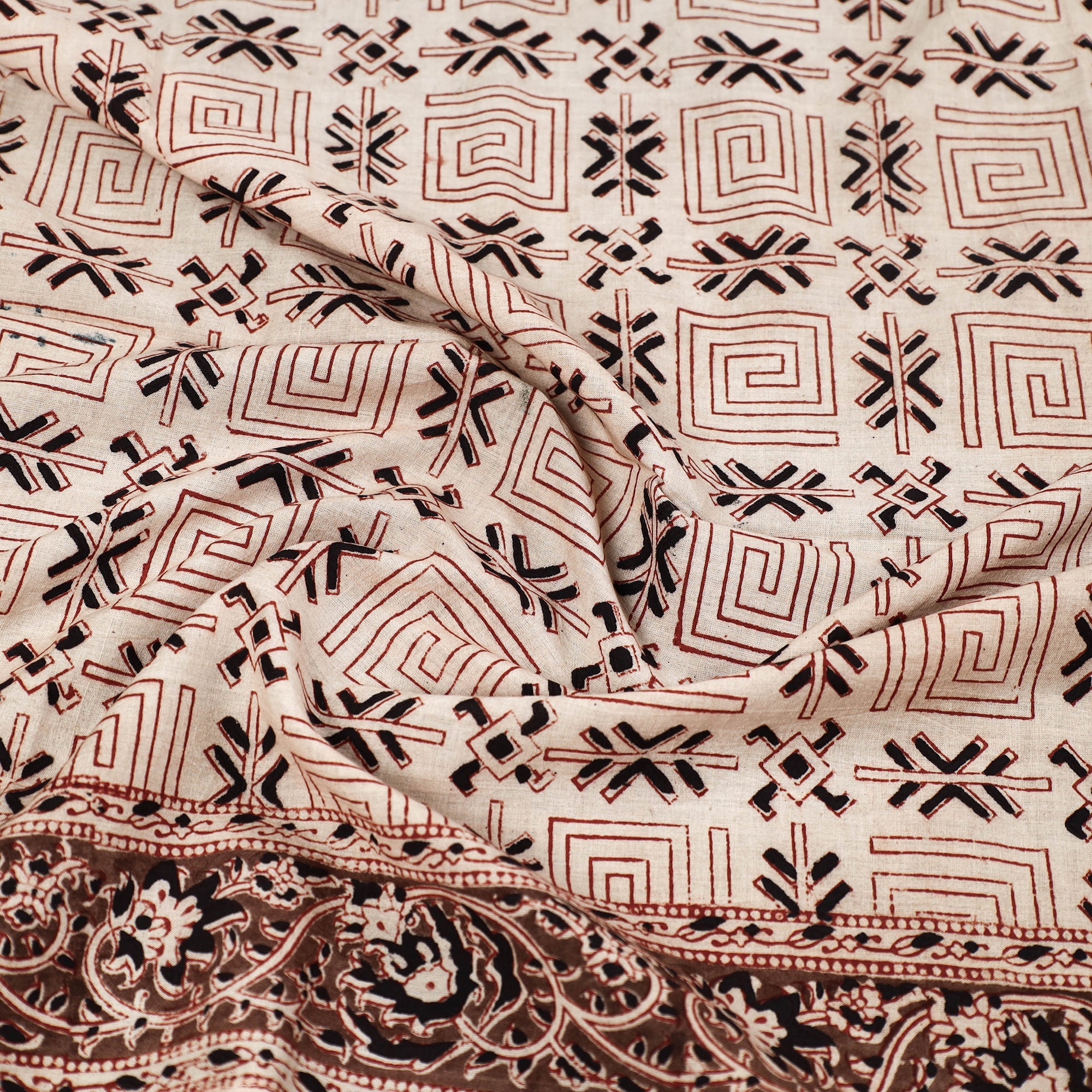 PITCHUKA SRINIVAS KALAMKARI PEDANA Beige - Pedana Kalamkari Block Printed Natural Dyed Cotton Scarf 21 - view 2
