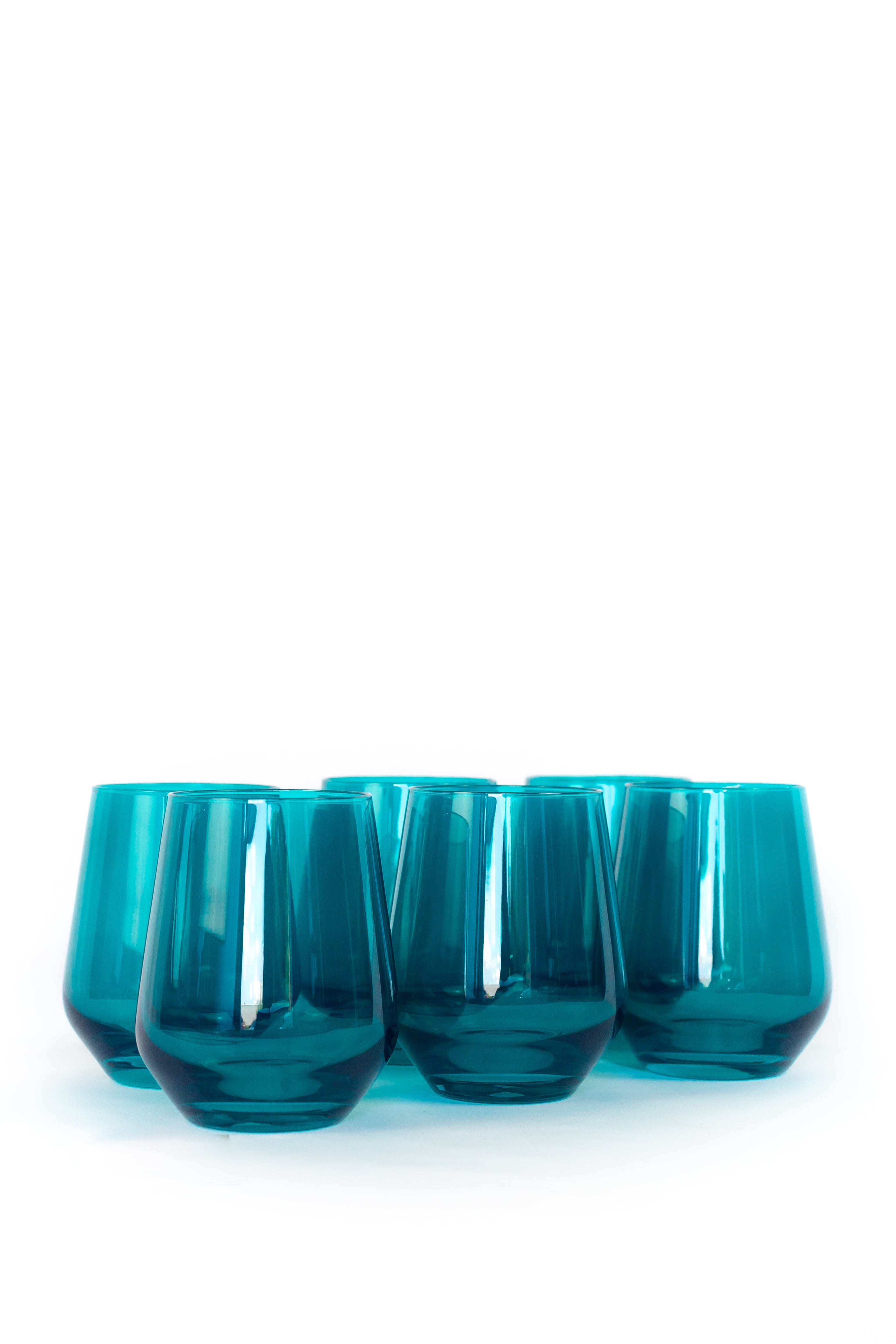 Estelle Colored Glass Estelle Colored Wine Stemless - Set of 6 {Teal} - view 10