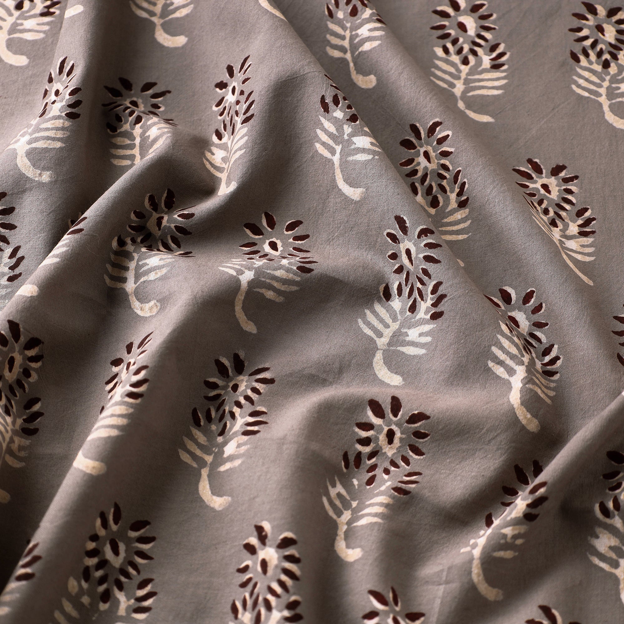 ITOKRI CRAFTS INITIATIVE Grey - Nandana Hand Block Printed Cotton Fabric - view 2