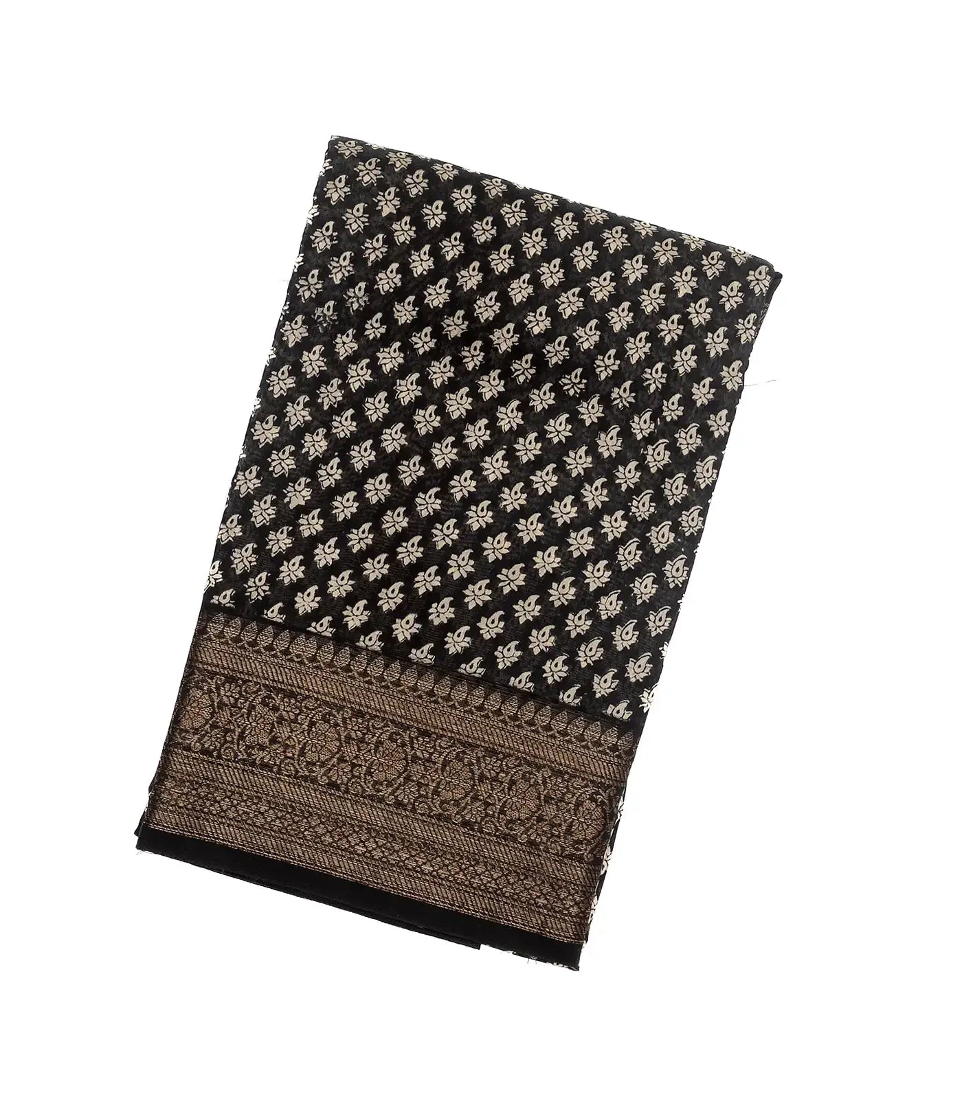 RmKV Black Woven Chanderi Cotton Saree With Printed Mango Motifs