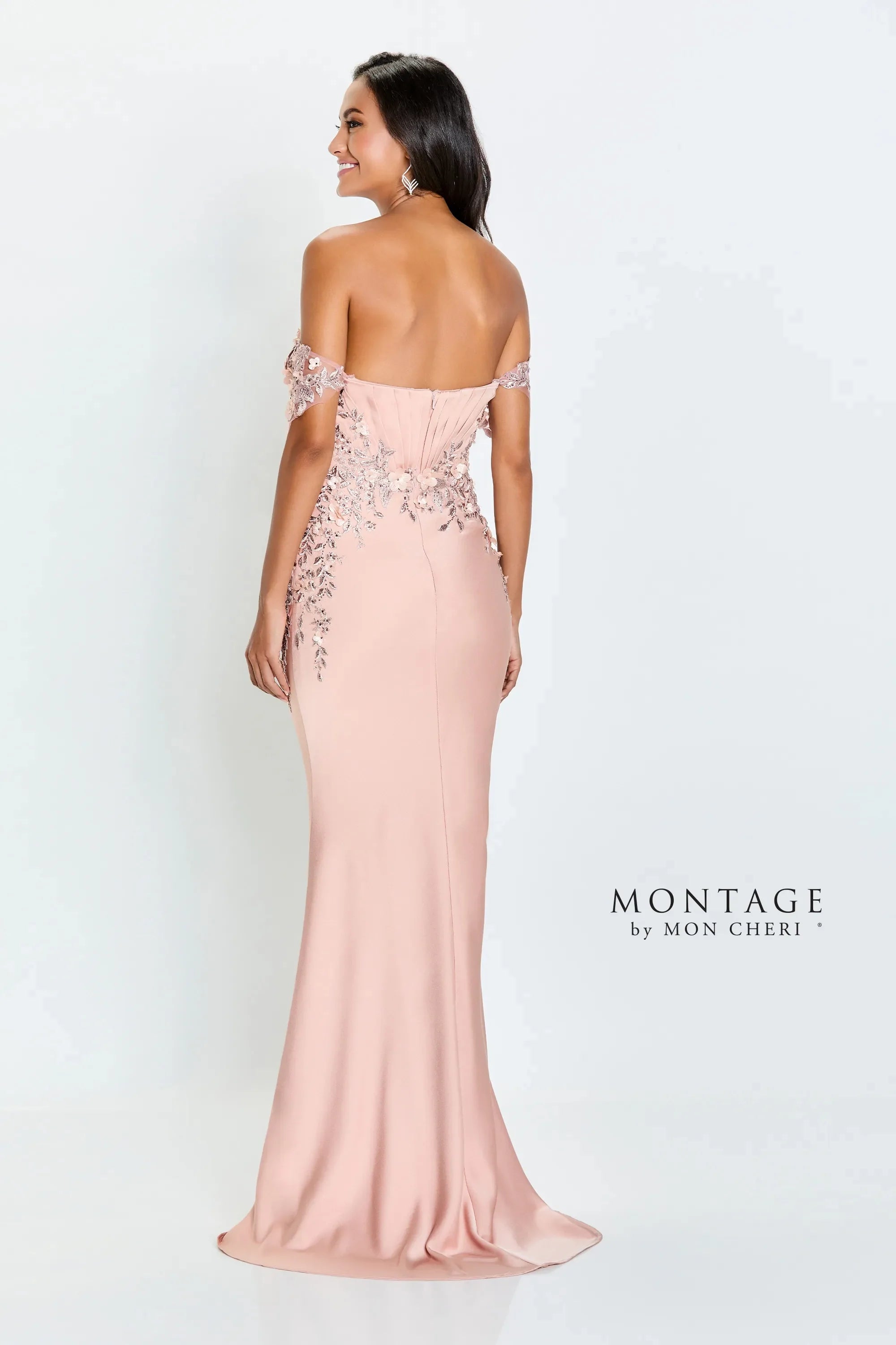 Montage M521 Beaded Long Formal 3D Floral Applique Evening Dress - view 2