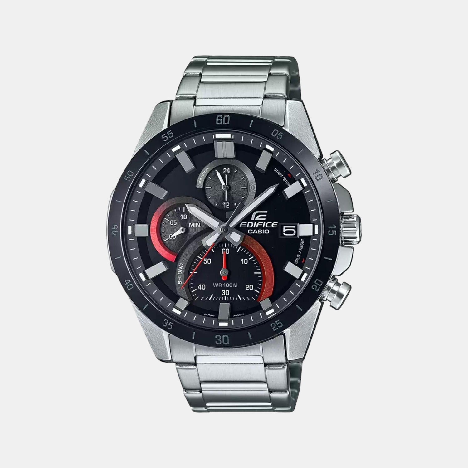 Casio Edifice Men Quartz Black Dial Chronograph Stainless Steel Watch ED513