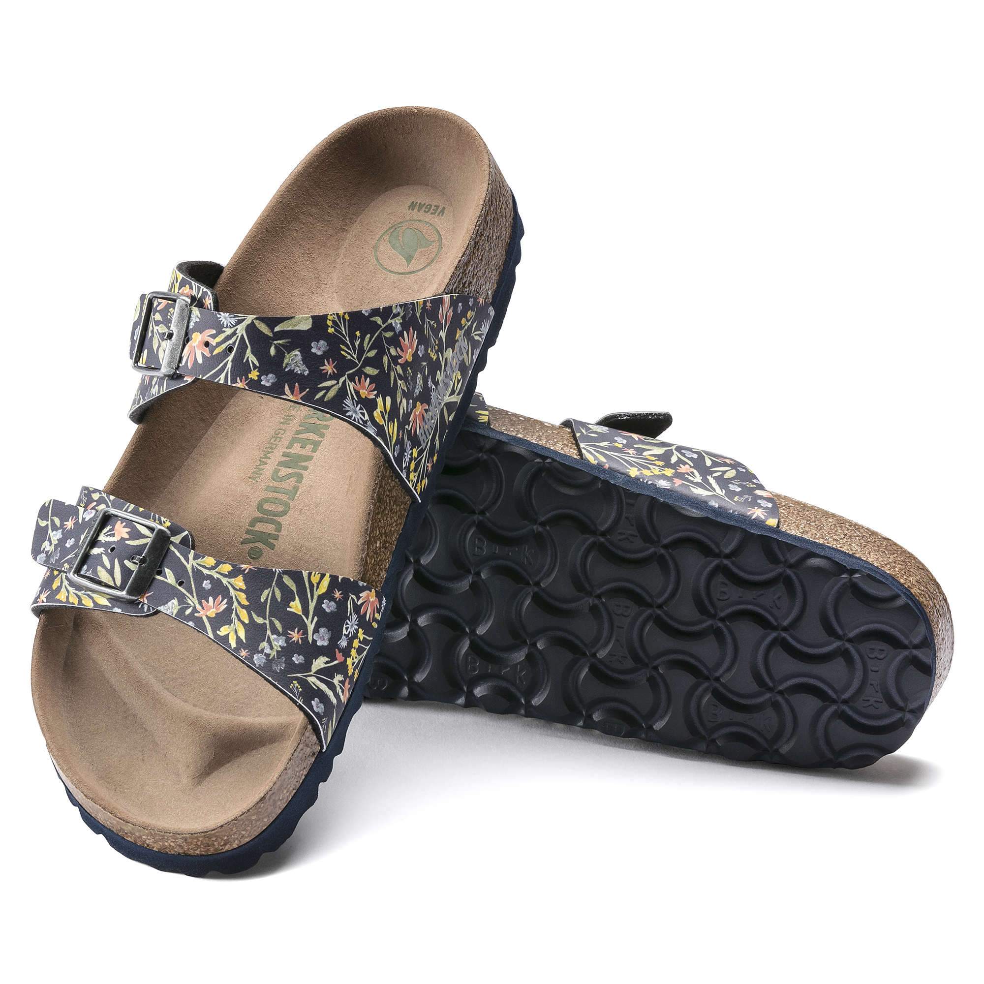 Birkenstock Sydney Vegan Birko-Flor – Blue Blue/Watercolor Flower Navy