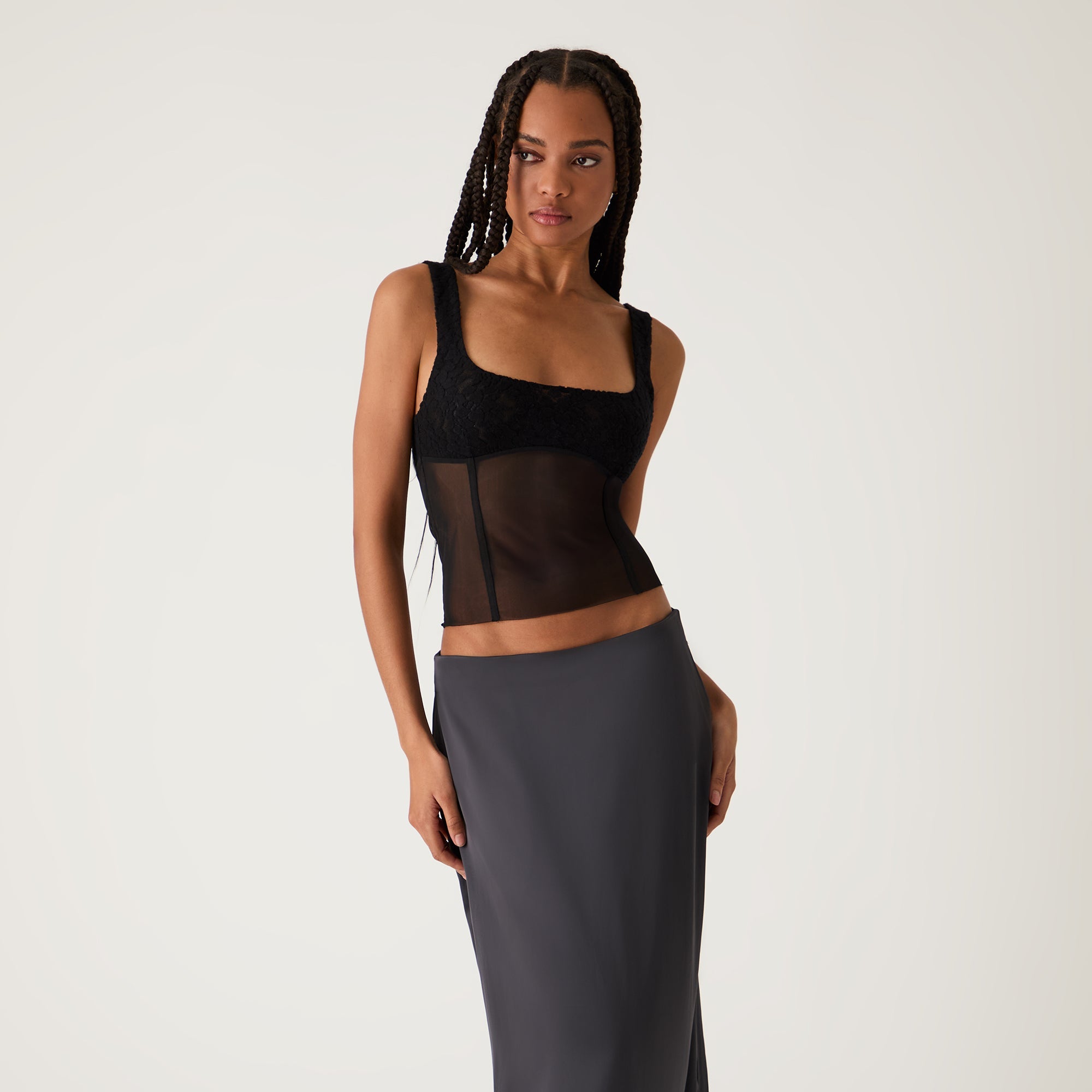 Kith Women Liyah Plush Lace Mesh Tank - Black - view 2