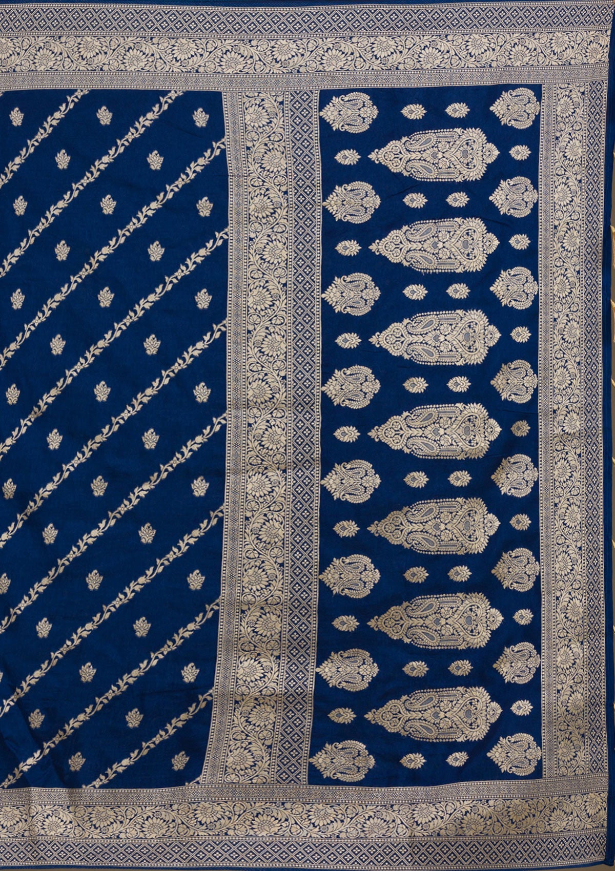 Koskii Navy Blue Zariwork Semi Crepe Saree – Women's - view 10