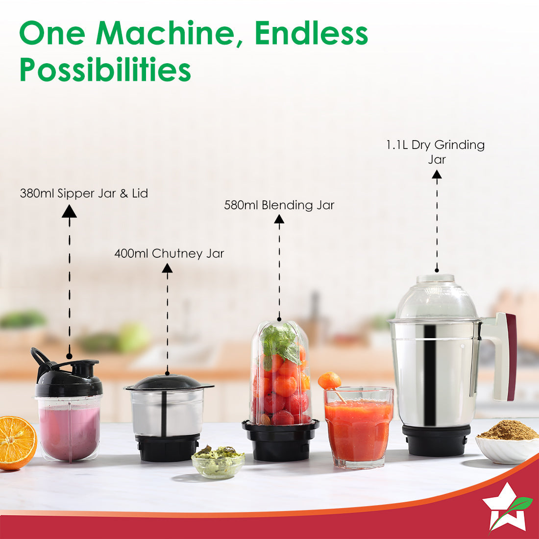 Acura Plus 500 W Mixer Grinder 4 Stainless Steel Jars by blacktree - view 5