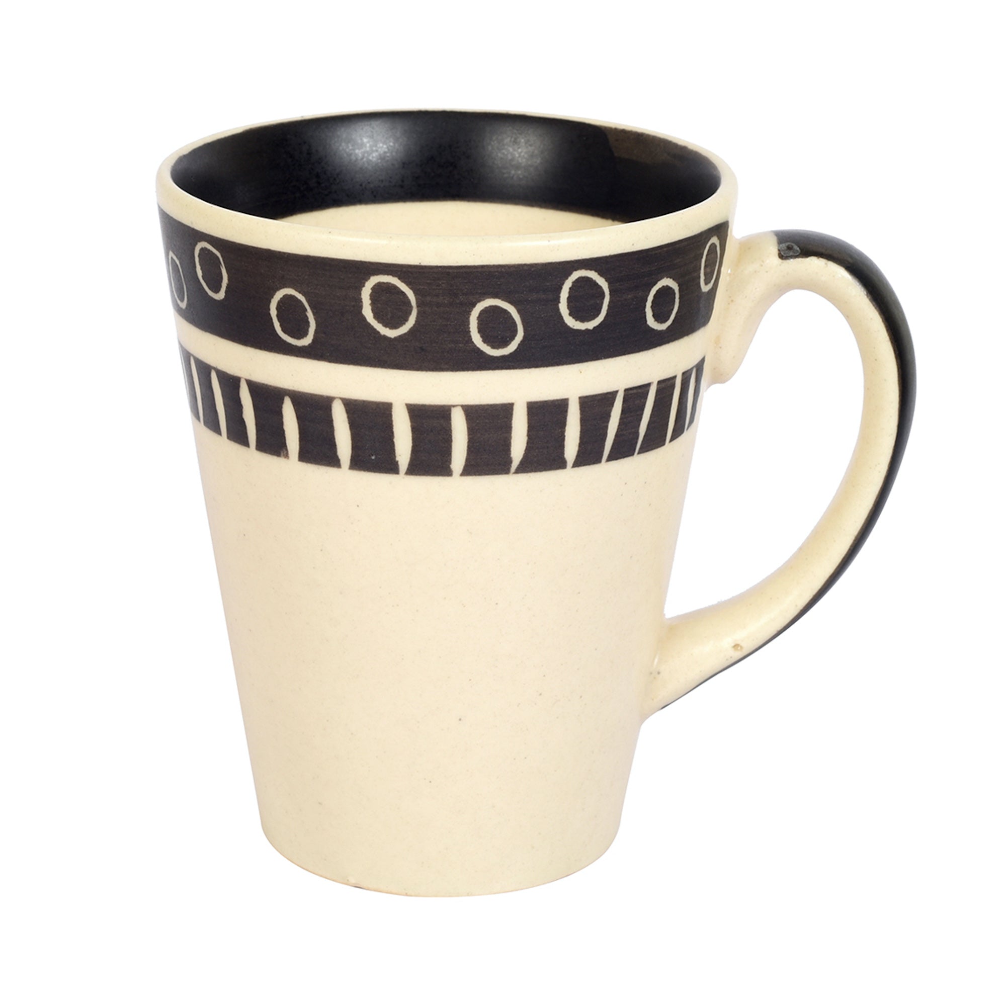 ART CREATIONS BY SUMAN SONTHALIA Beige - Mug Ceramic Black Polka (Set of 2) (4x3.2x4.1) - view 4