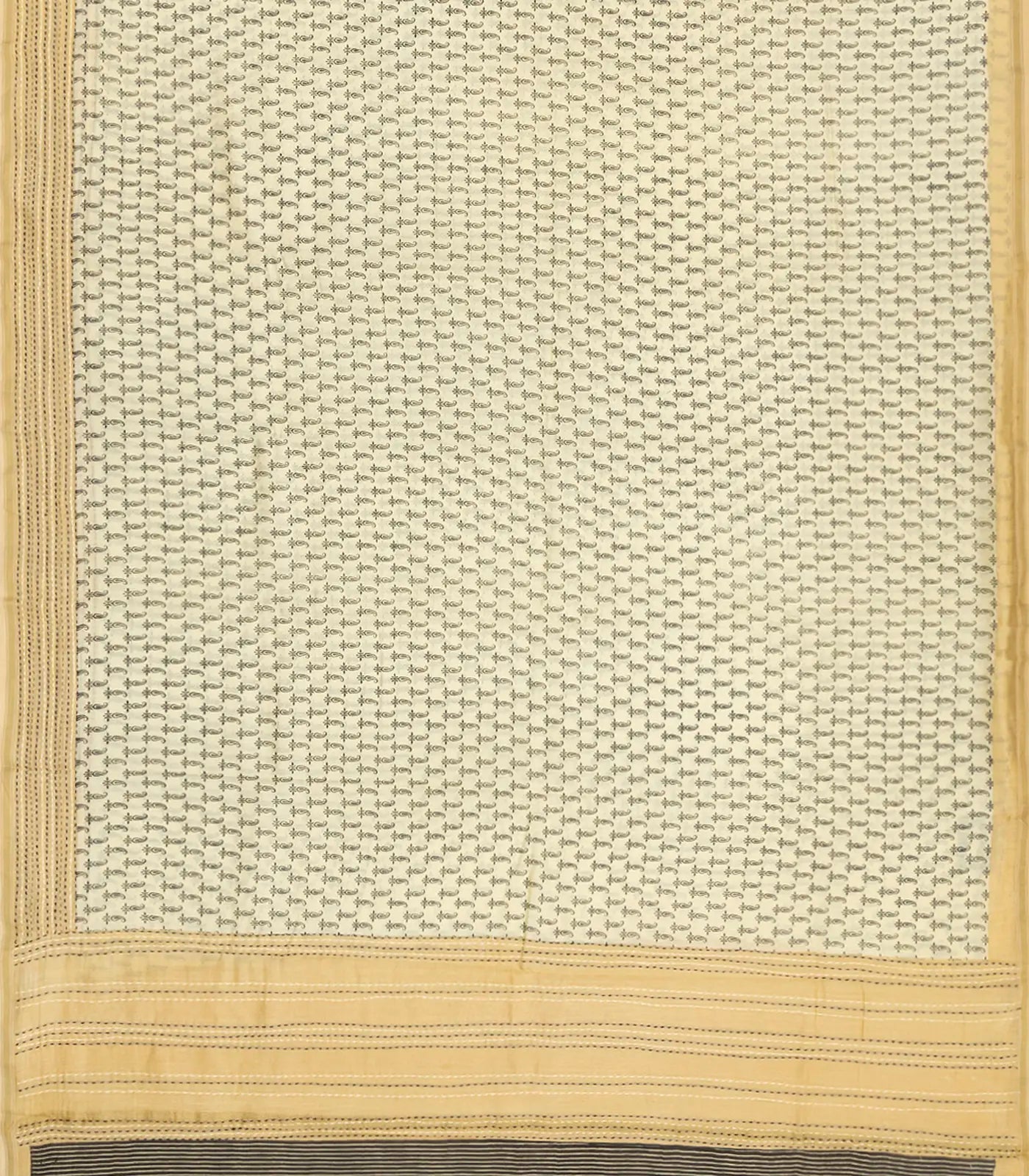 RmKV Cream Handloom Chanderi Cotton Saree With Printed Mango Motifs-Cream - view 2