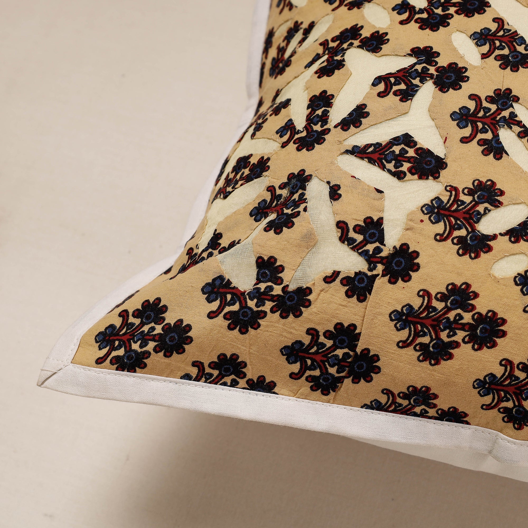 SHADES OF MARUDHARA Beige - Cutwork Cotton Applique Cushion Cover (16 x 16 in) - view 2