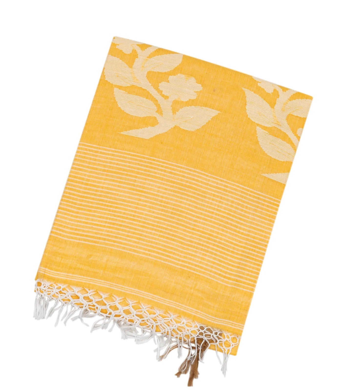 RmKV Sandal Handloom Bengal Cotton Saree With Plus Buttas