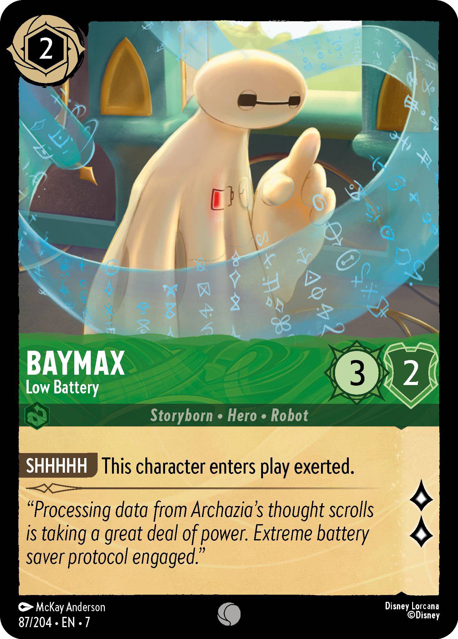 Lorcana Baymax - Low Battery - 87/204 [Archazia's Island] [Non-Foil]