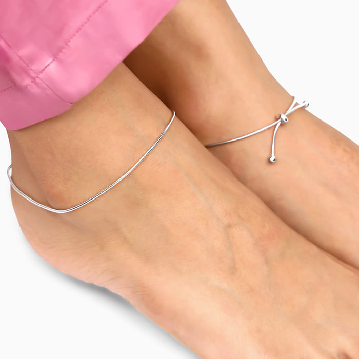 GIVA Jewellery Silver Classic Slider Anklet